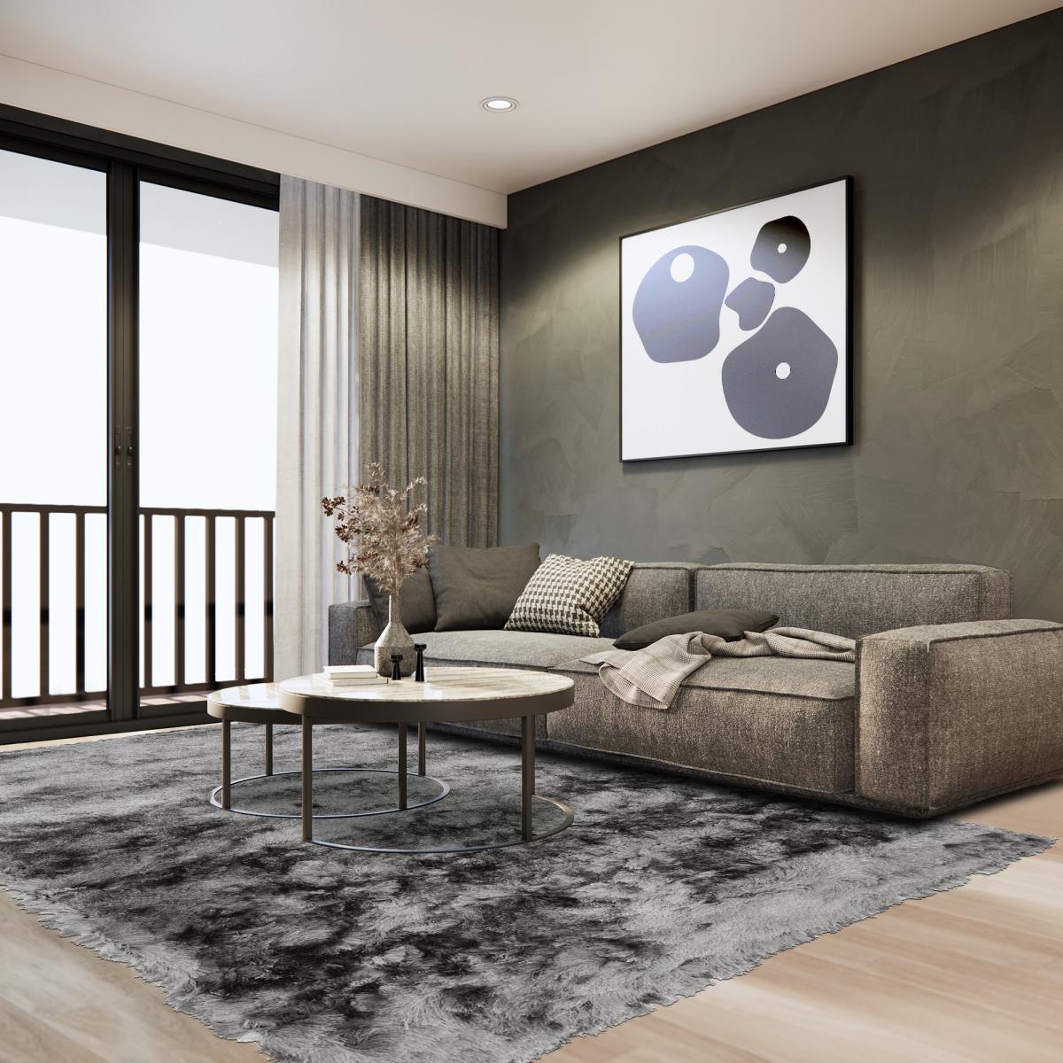 Tapis shaggy fait main motif uni SG FIN — vue 3