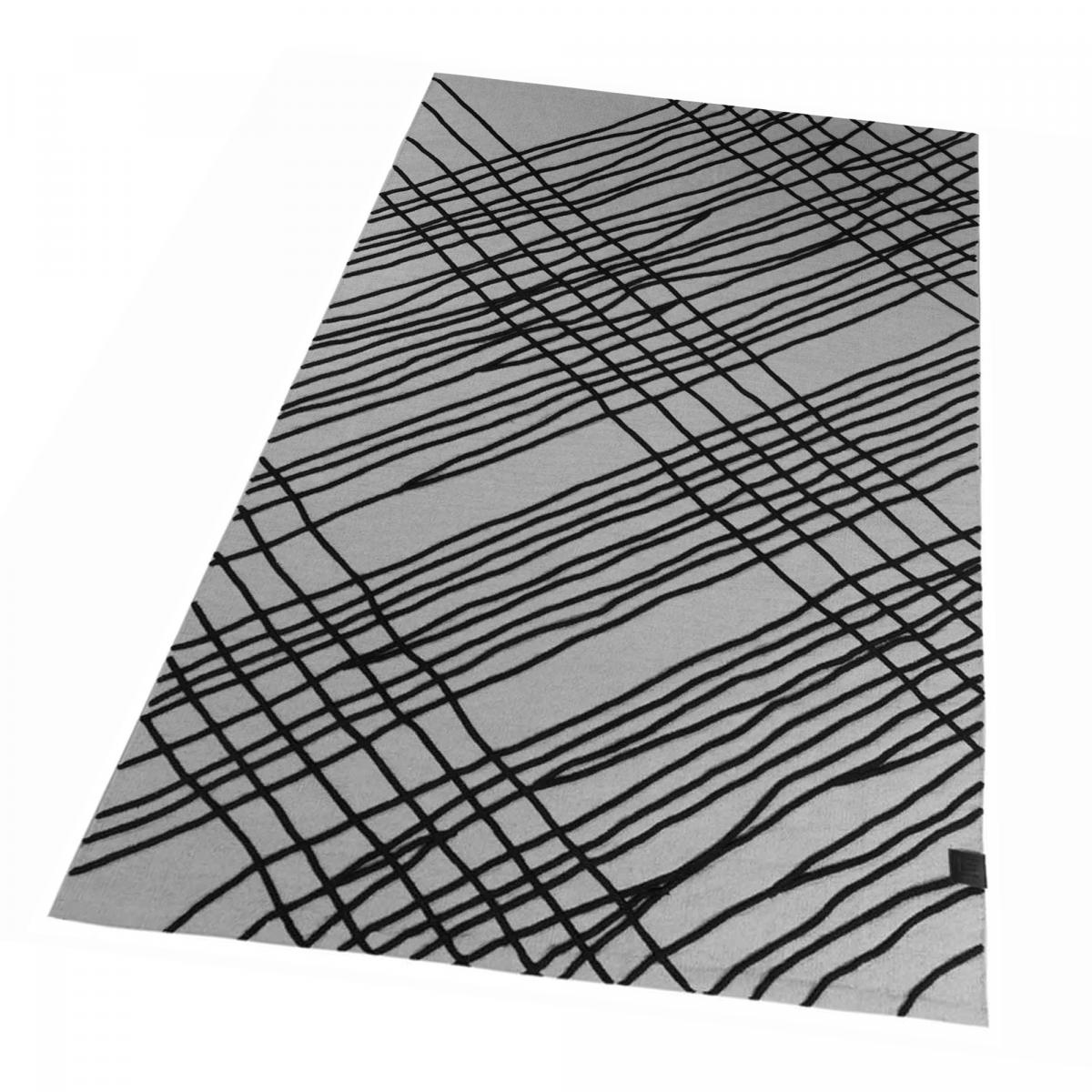 Tapis salon et chambre tissé en coton motif géométrique TUBE — vue 4