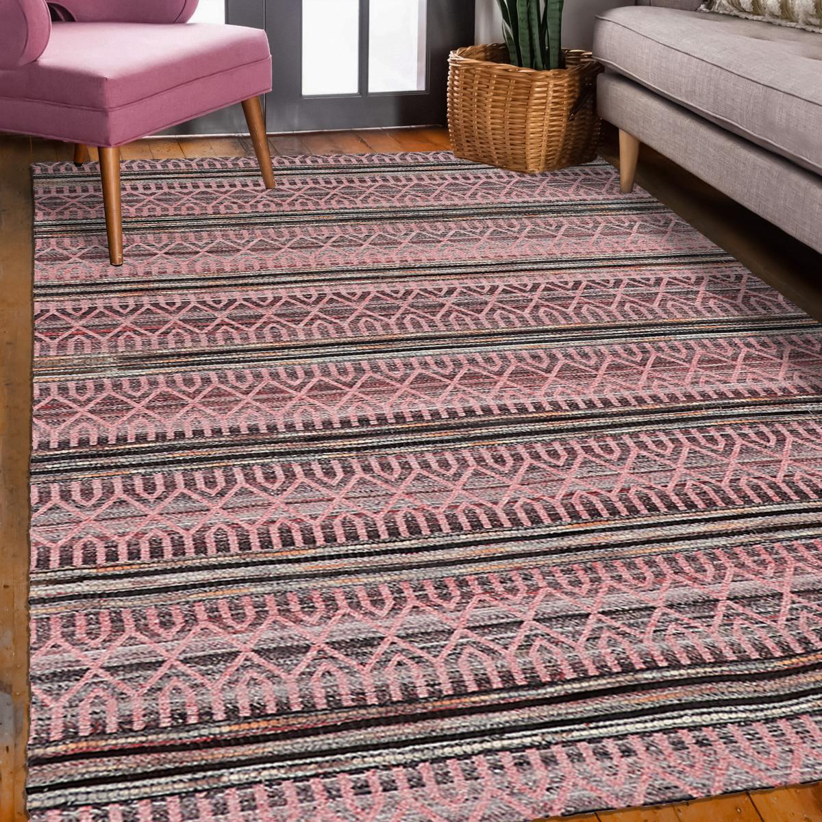 Tapis entrée fait à la main motif ethnique VORELA — vue 3