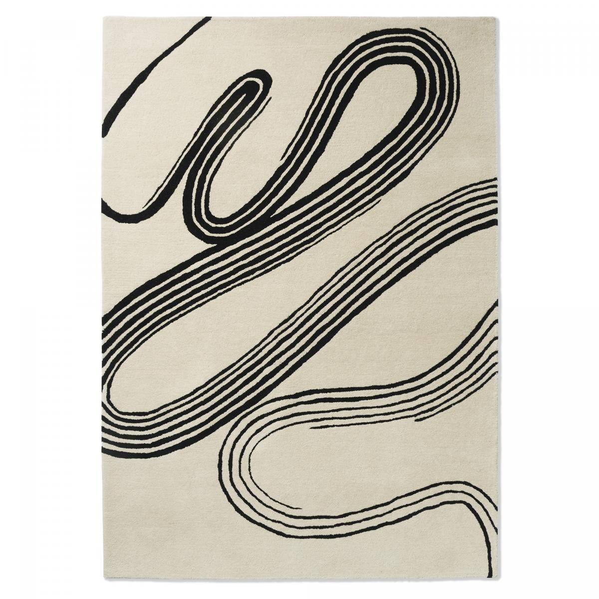 Tapis salon et chambre fait main en laine motif géométrique DEFLOW