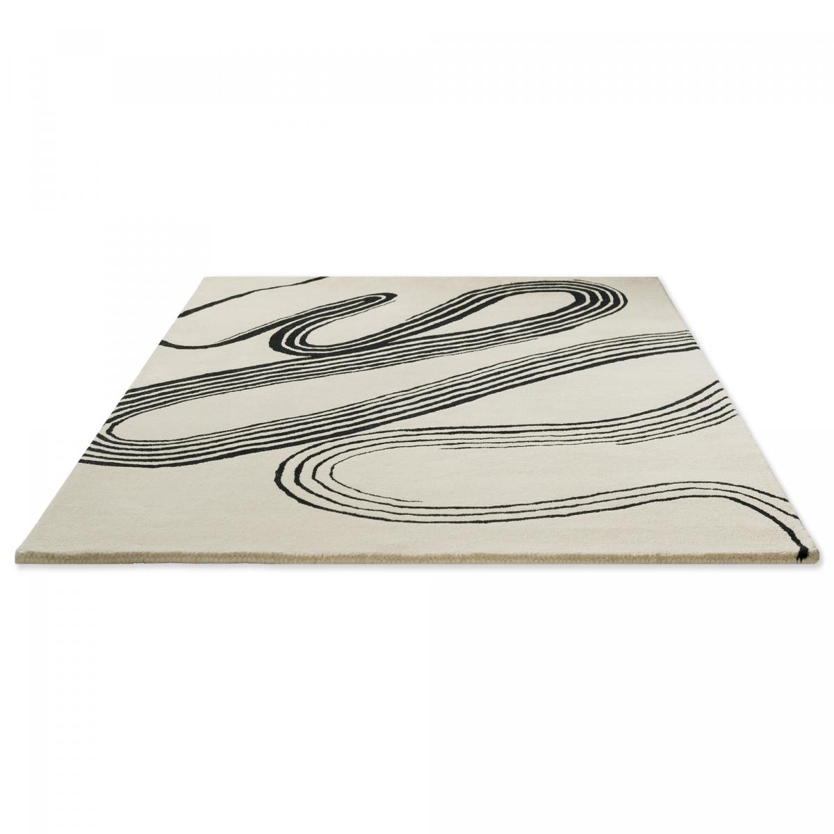 Tapis salon et chambre fait main en laine motif géométrique DEFLOW — vue 5