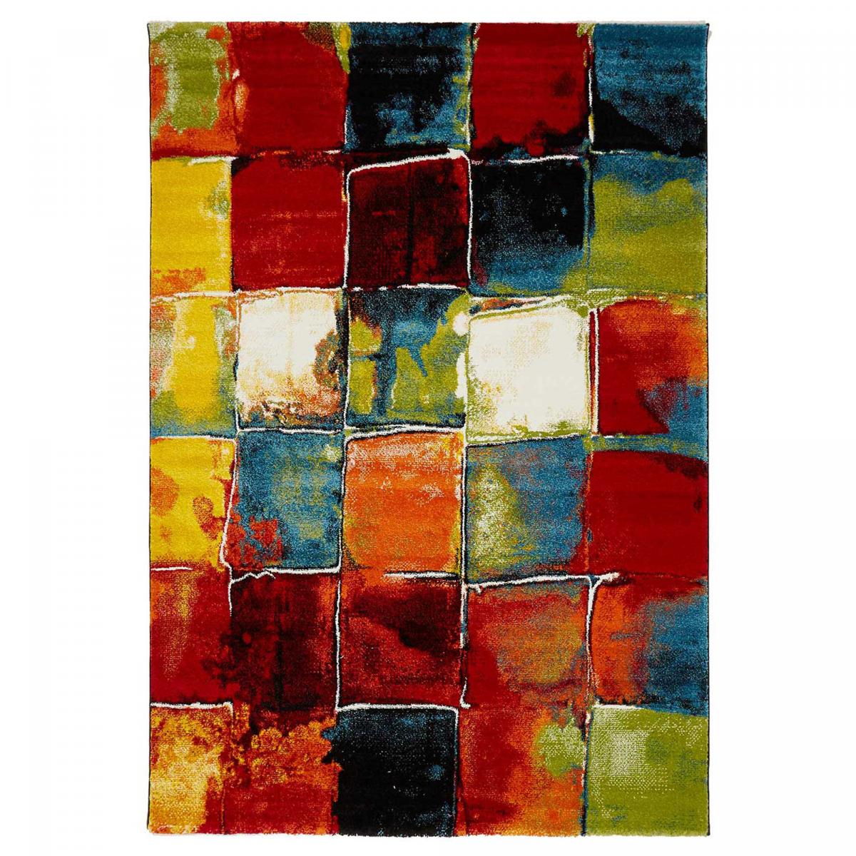 Tapis salon et chambre tissé motif géométrique LYN8 BELO 2