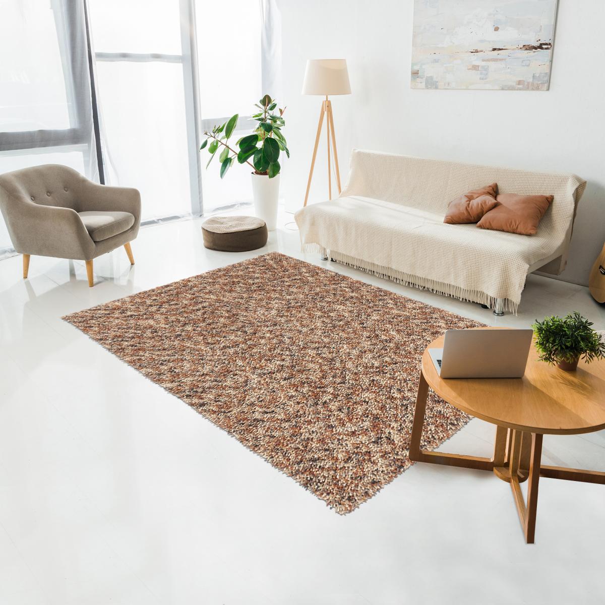 Tapis shaggy tissé en laine motif faux uni DOTS — vue 3