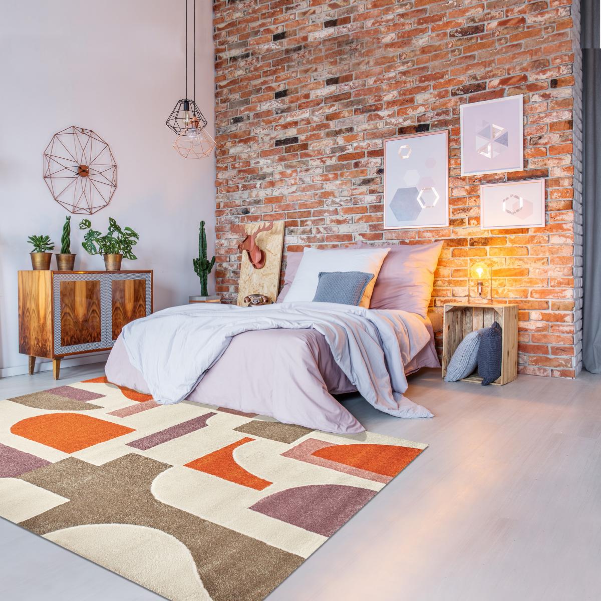 Tapis salon et chambre tissé motif géométrique ECHO 3 — vue 5