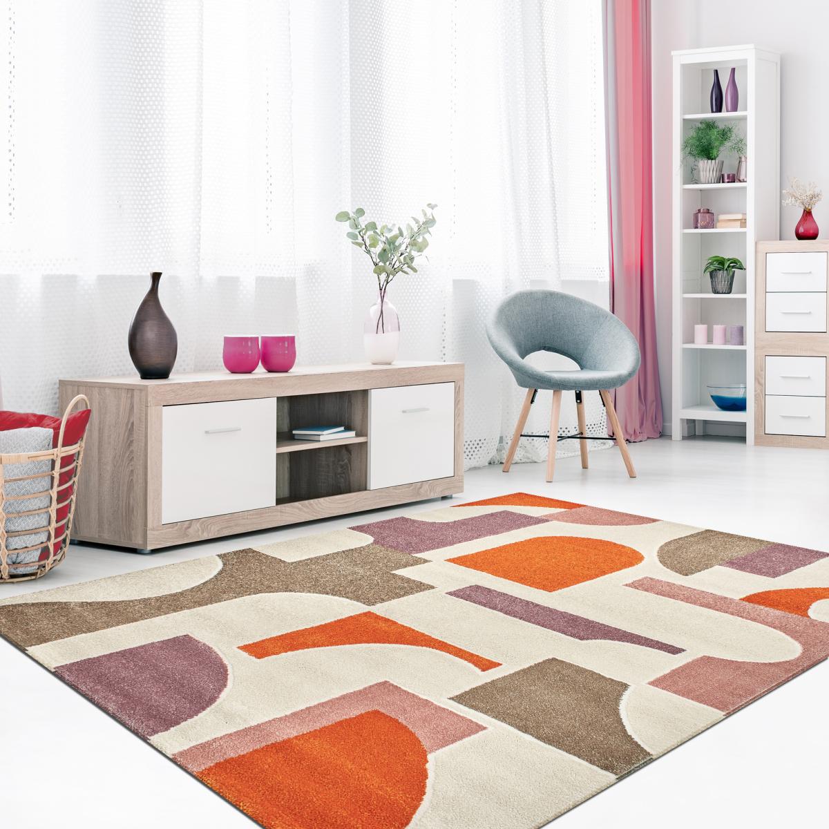 Tapis salon et chambre tissé motif géométrique ECHO 3 — vue 6