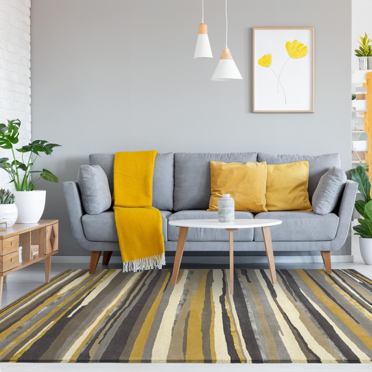 Tapis salon et chambre ELSDON, fait à la main motif géométrique — vue 3