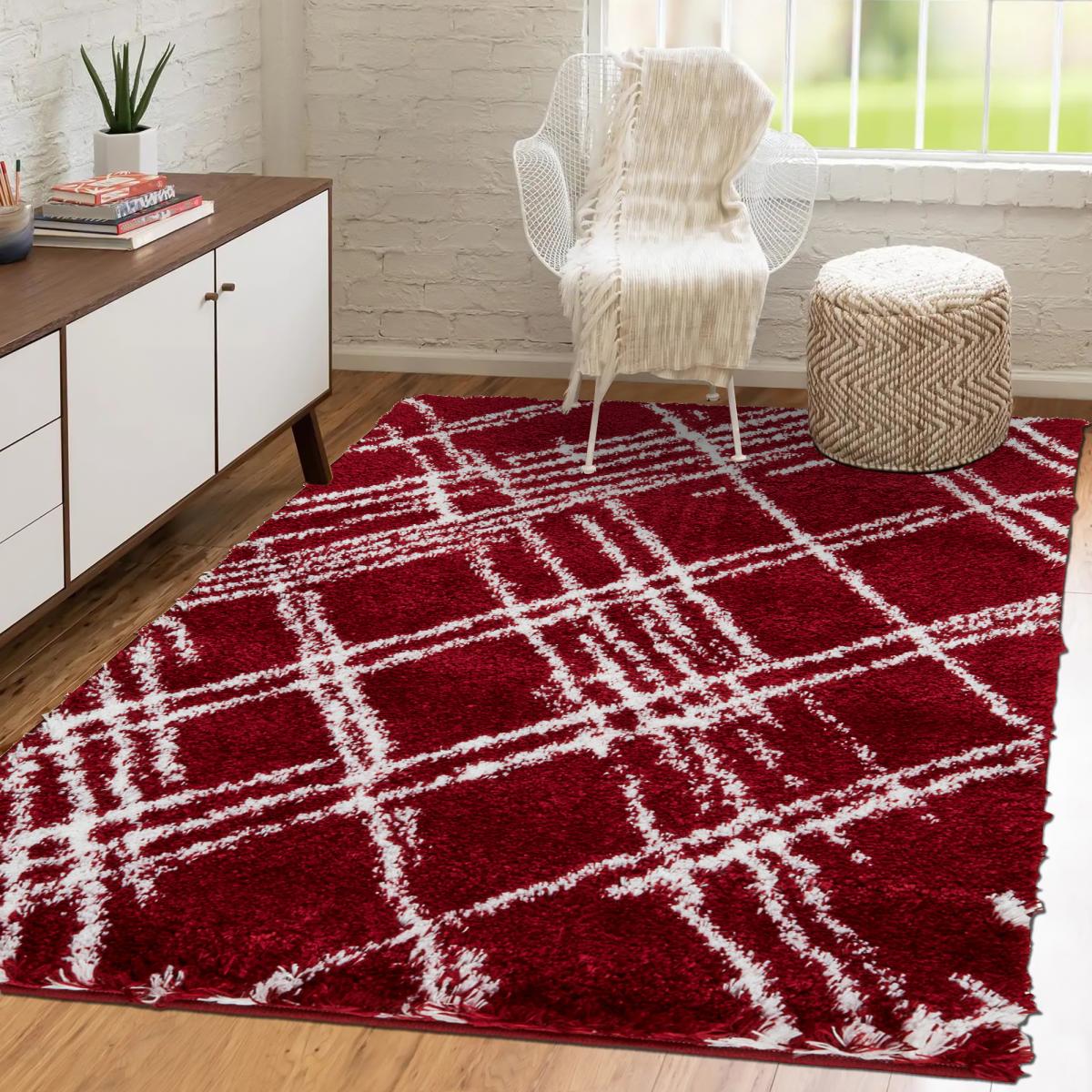 Tapis shaggy tissé motif géométrique EMBER 1 — vue 3
