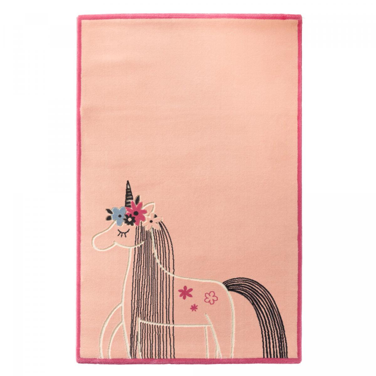 Tapis enfant tissé motif animaux UNICORNE