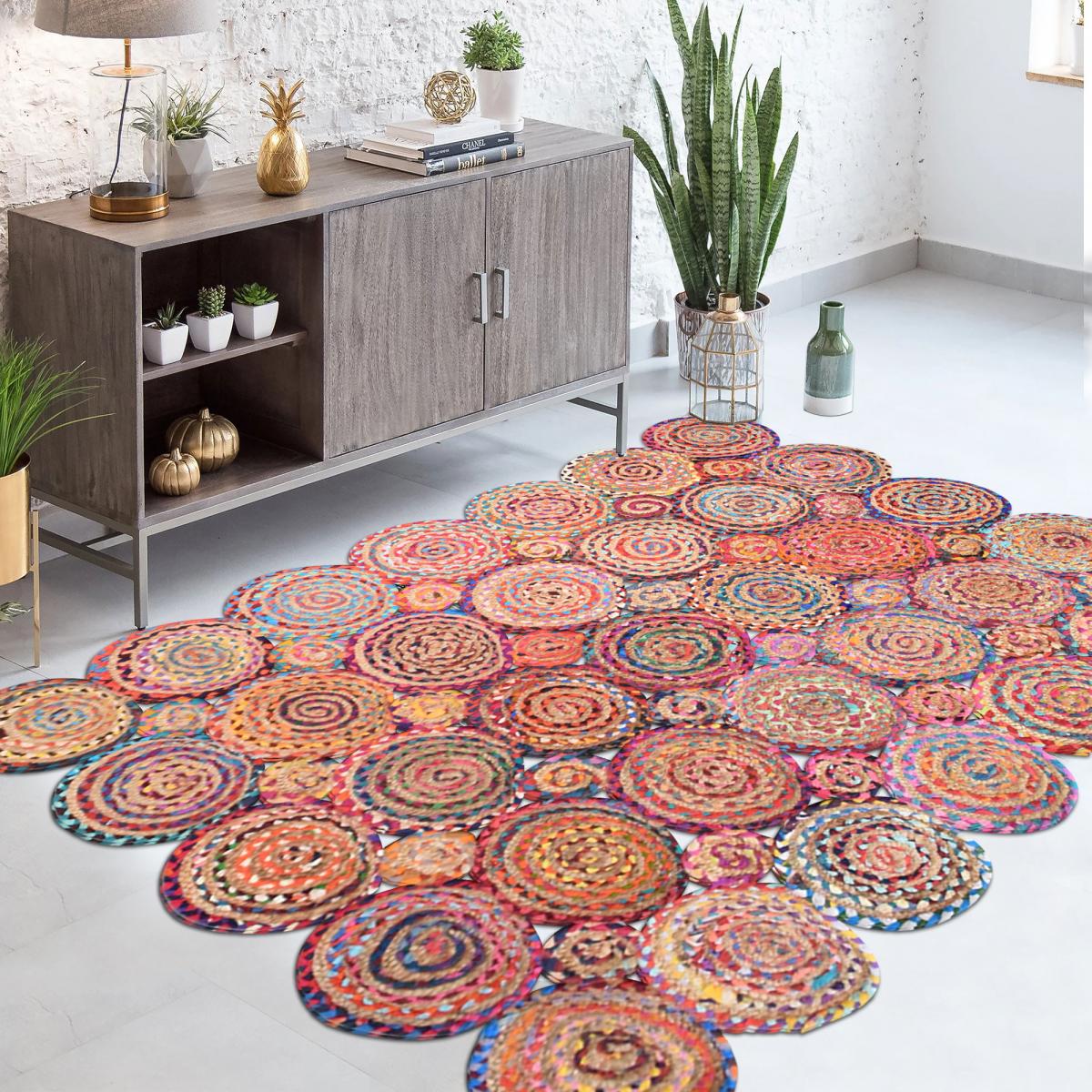 Tapis kilim fait main en coton motif géométrique — vue 3