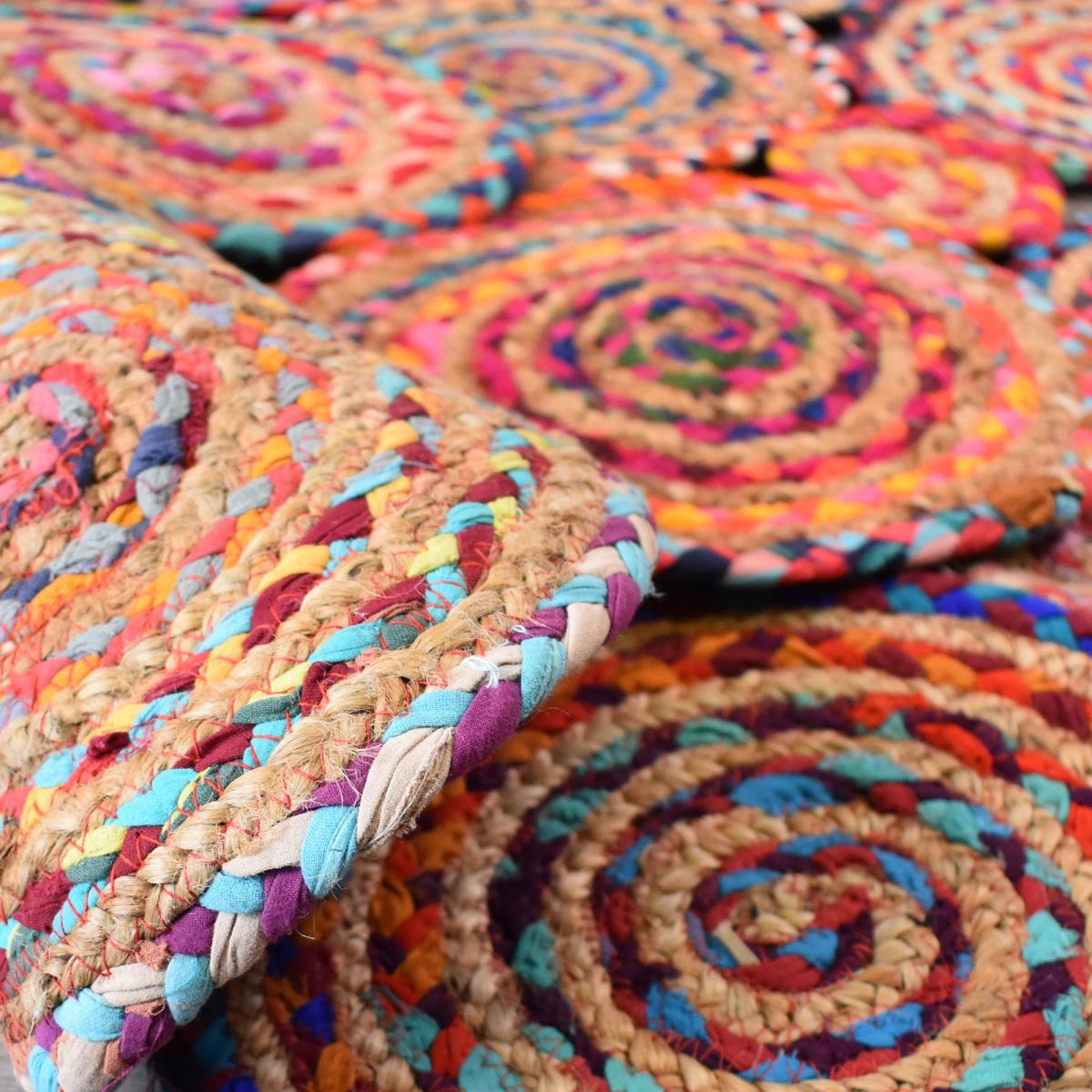 Tapis kilim fait main en coton motif géométrique — vue 6