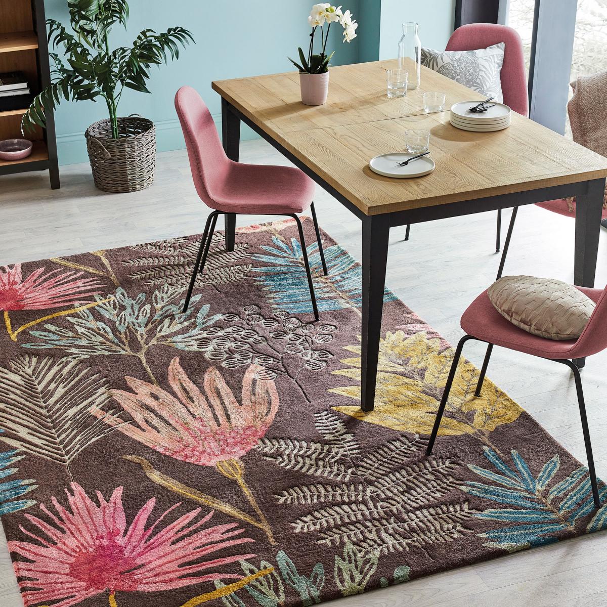 Tapis salon et chambre fait à la main en laine motif floral EPIC — vue 3