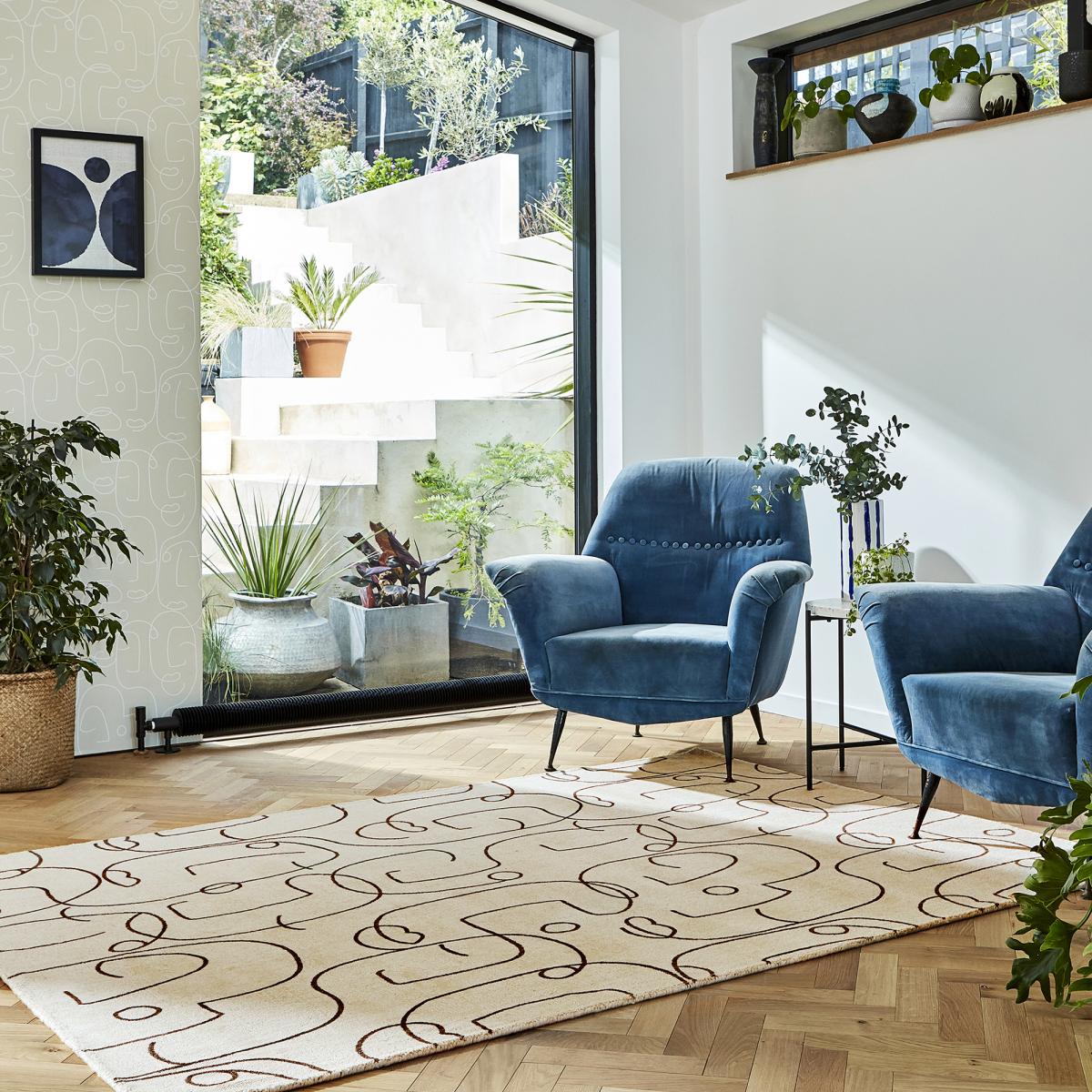 Tapis salon et chambre fait à la main en laine motif abstrait EPSILON — vue 3