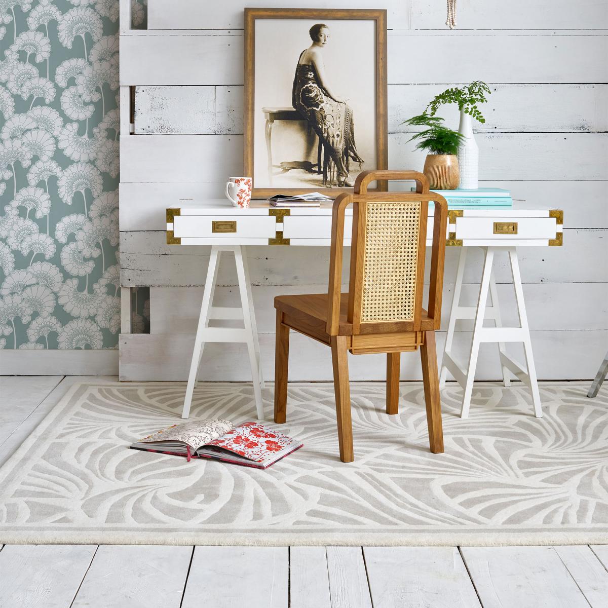 Tapis salon et chambre fait à la main en laine motif faux uni FANS — vue 3