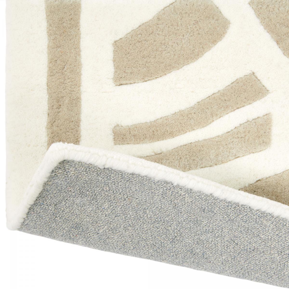 Tapis salon et chambre fait à la main en laine motif faux uni FANS — vue 6