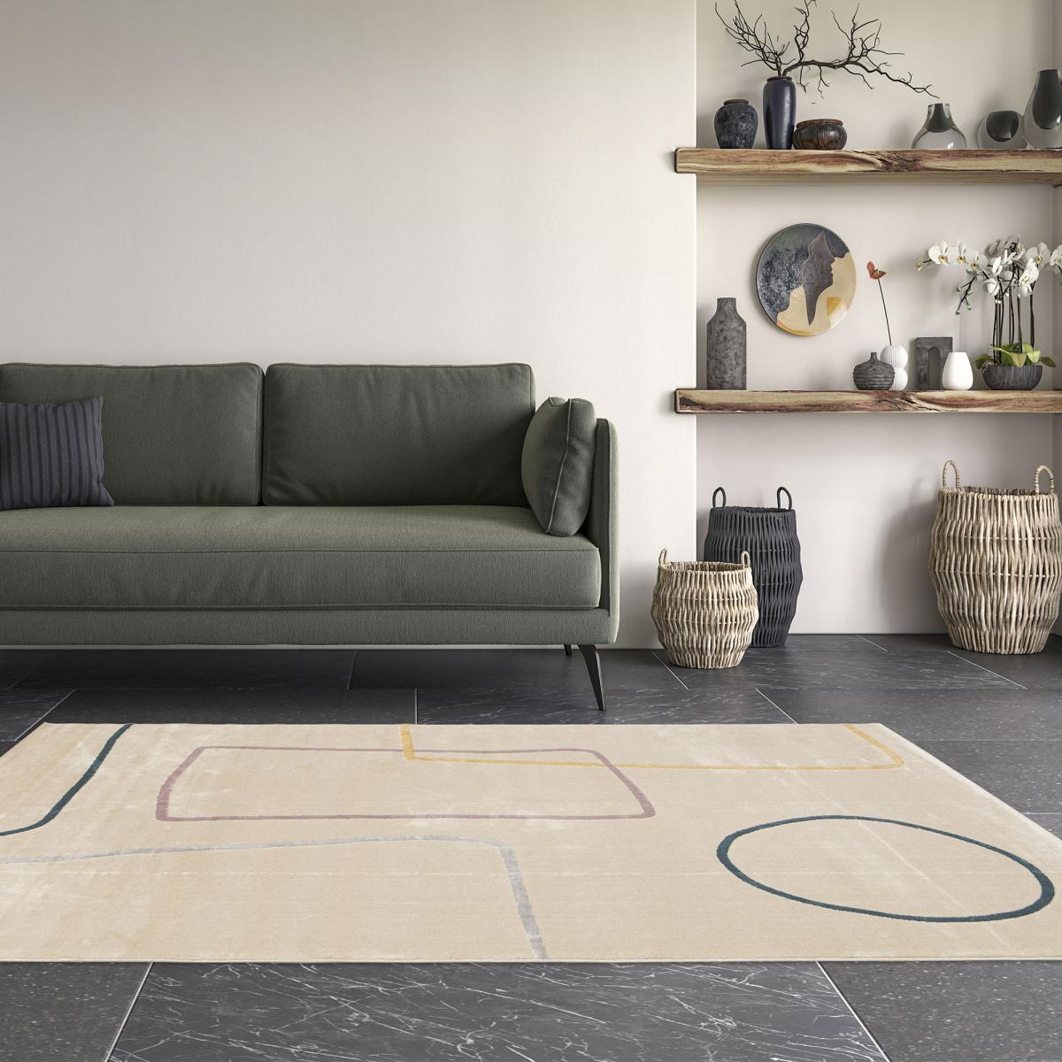 Tapis salon et chambre tissé motif abstrait FLARINE 5 — vue 3