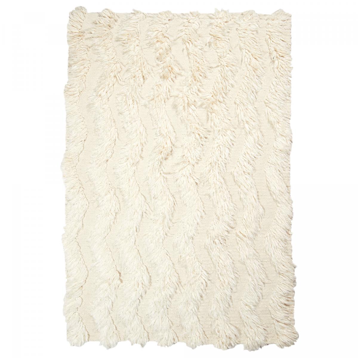 Tapis shaggy fait main en laine motif uni FLOKATA