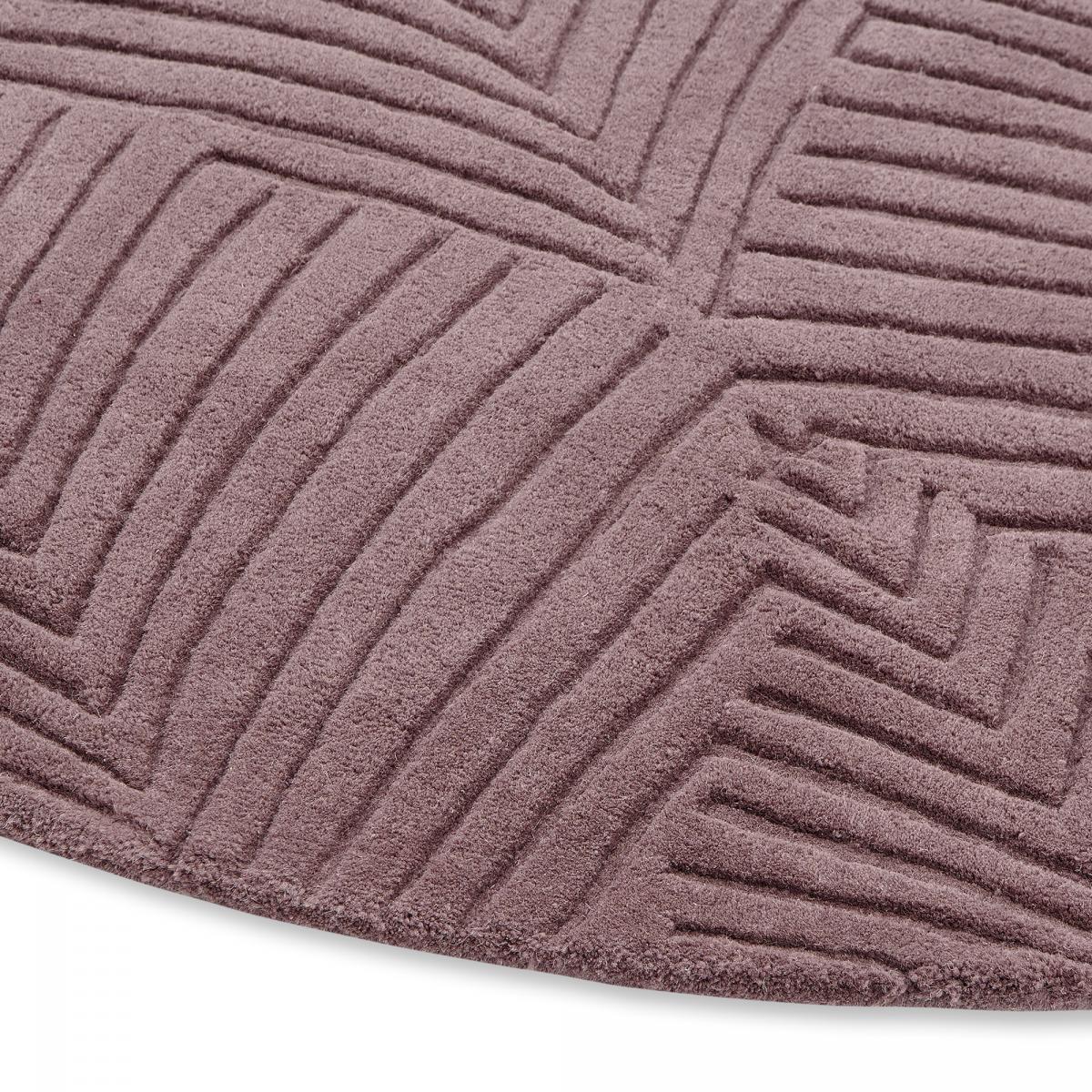Tapis rond fait à la main en laine motif faux uni FOLIA — vue 4