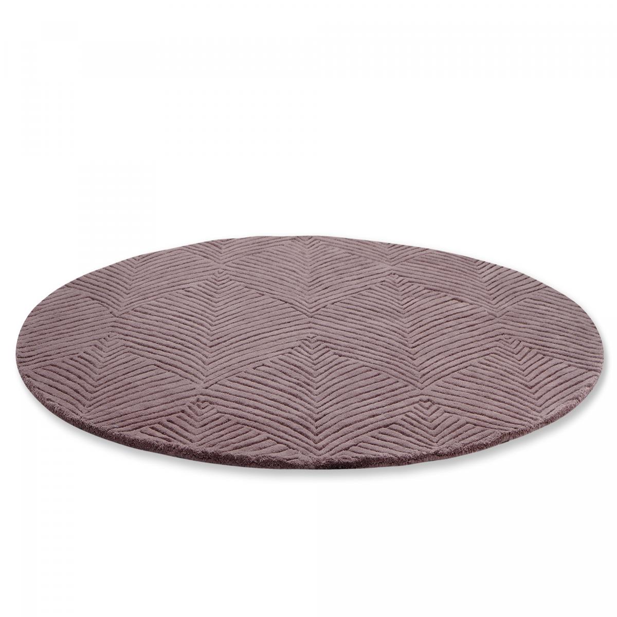 Tapis rond fait à la main en laine motif faux uni FOLIA — vue 5