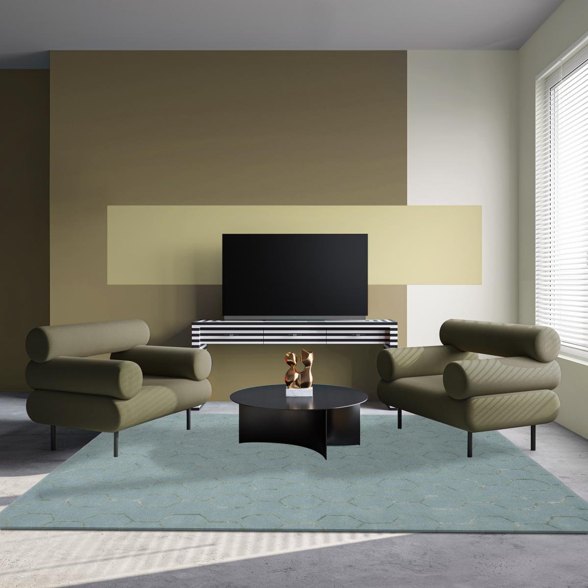 Tapis salon et chambre fait à la main en laine motif faux uni GIO — vue 3