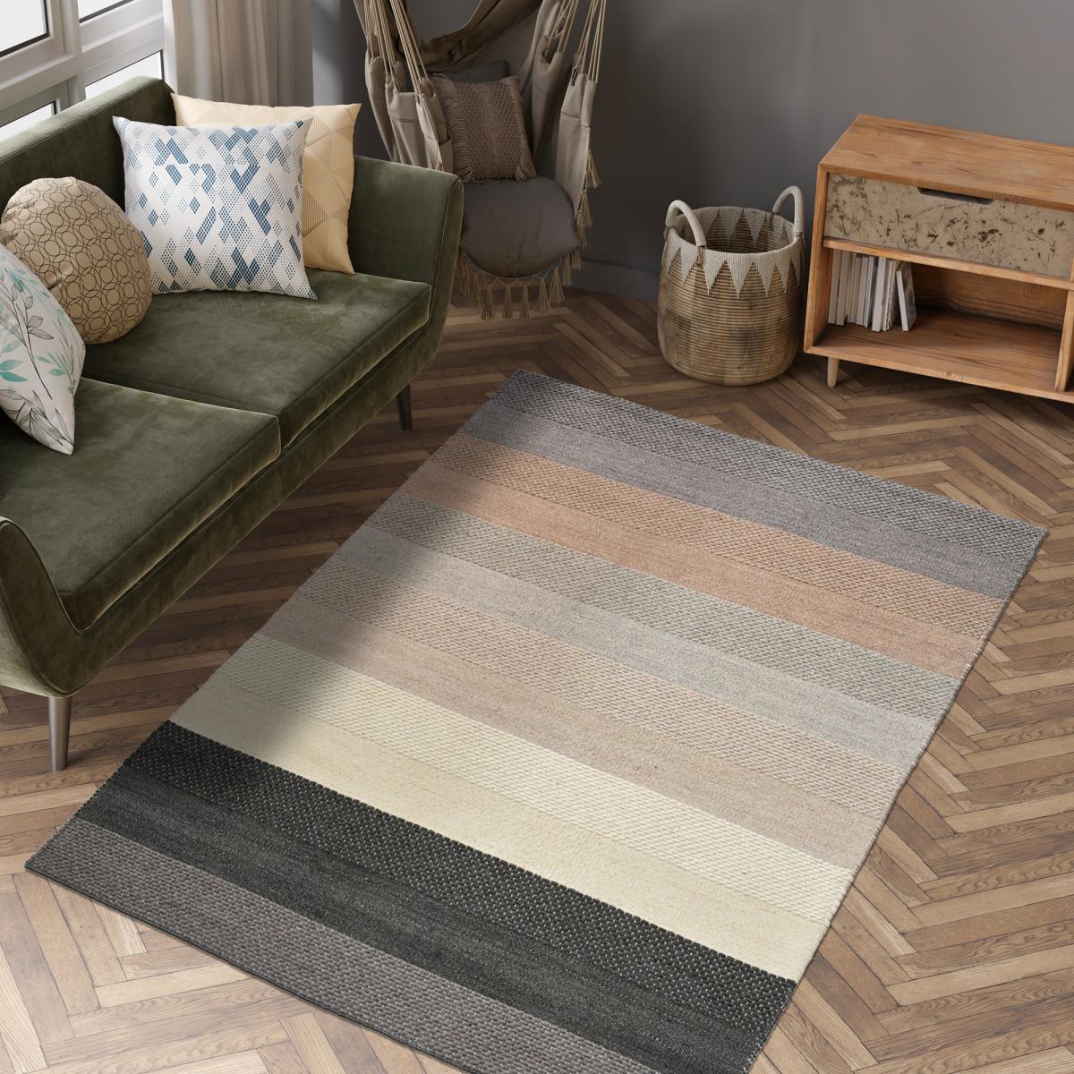 Tapis kilim GRATA, fait à la main en laine motif géométrique — vue 3