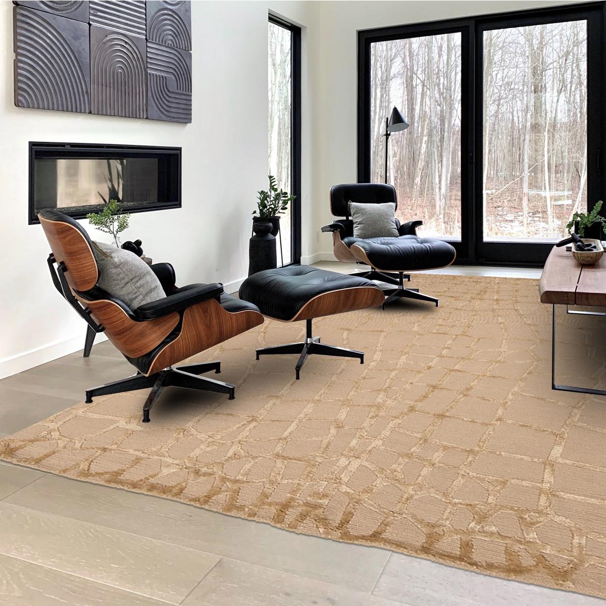 Tapis salon et chambre fait main en laine motif géométrique HARMONIA — vue 3