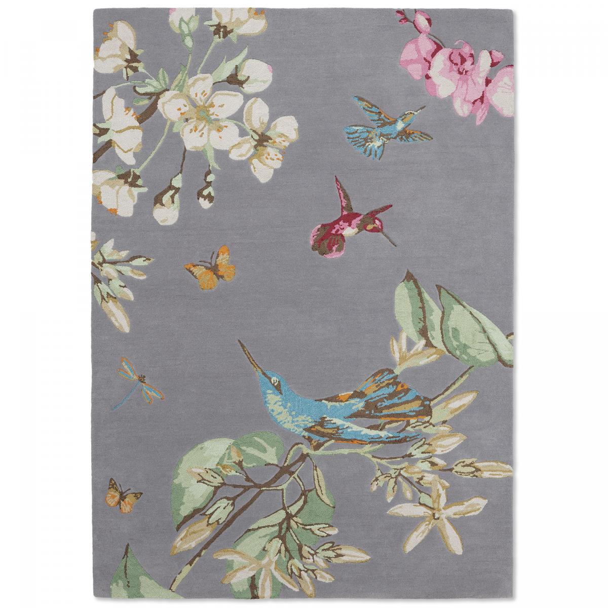 Tapis salon et chambre fait à la main en laine motif floral HUMIBIRD