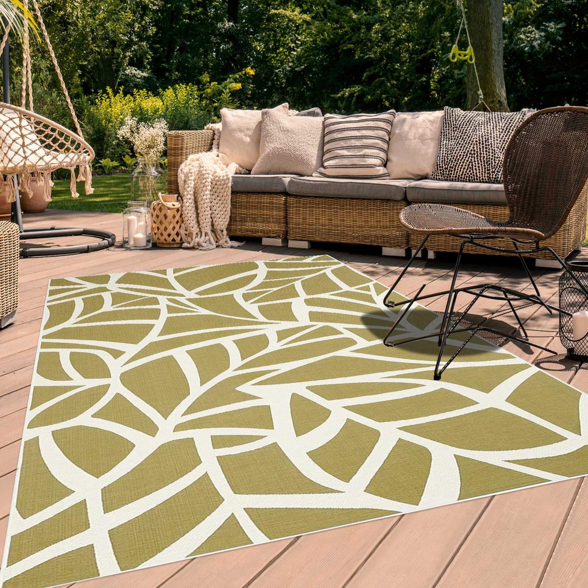 Tapis extérieur tissé kilim rectangle FEUILLE — vue 3