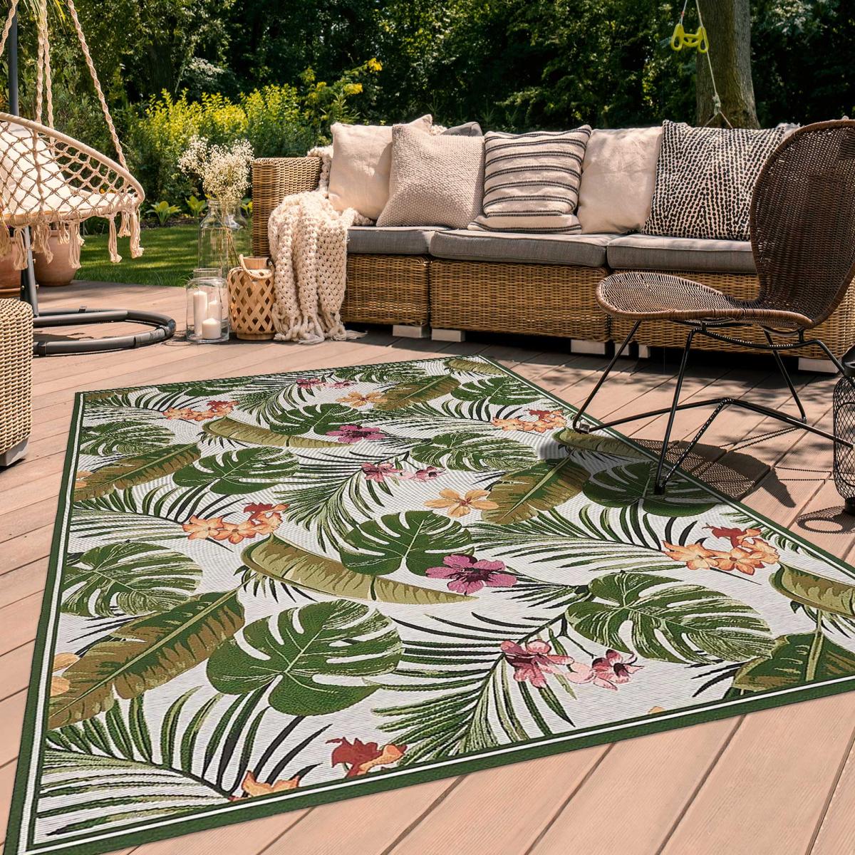 Tapis extérieur tissé kilim rectangle JARDIN — vue 3