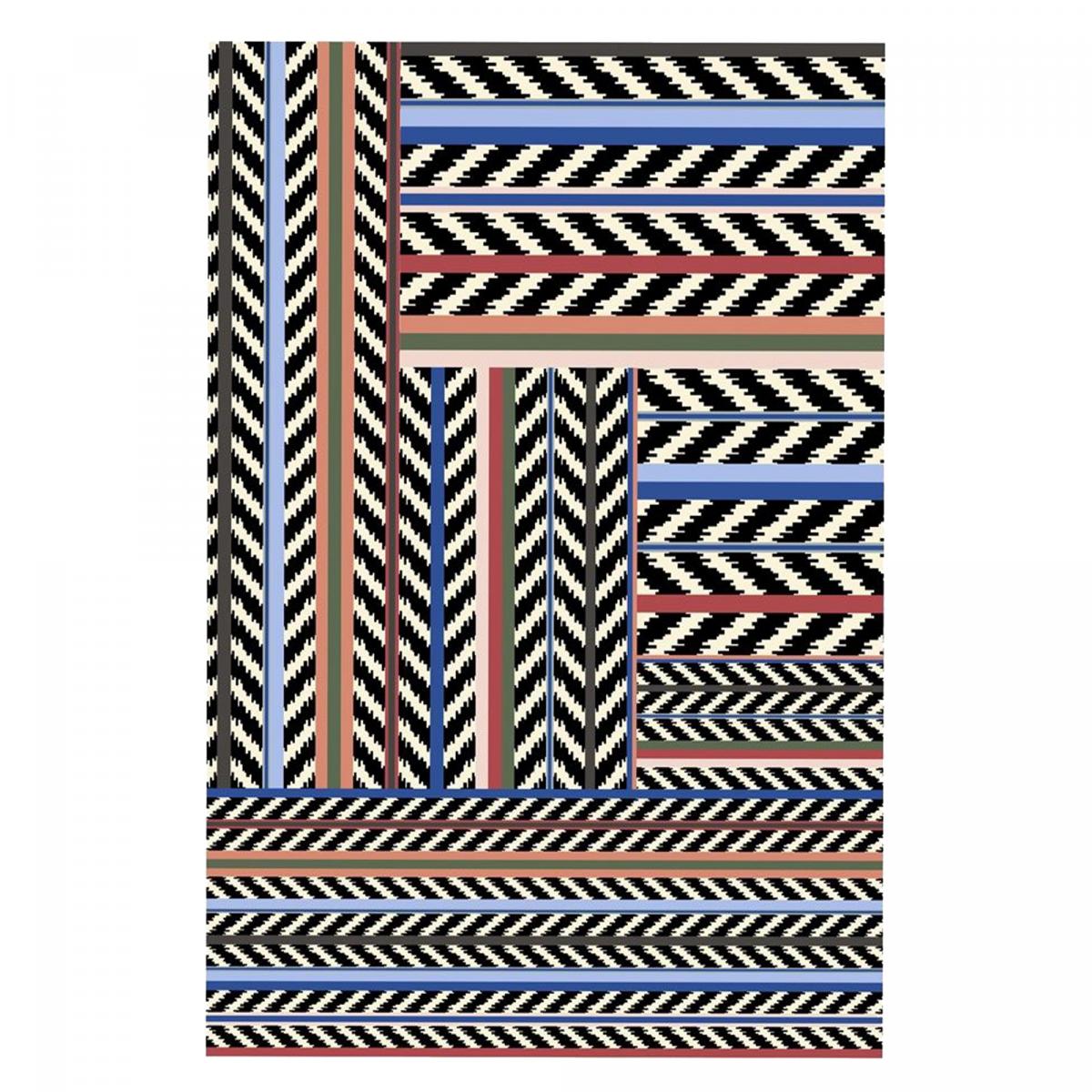 Tapis salon et chambre fait main en laine motif géométrique JAIPUR