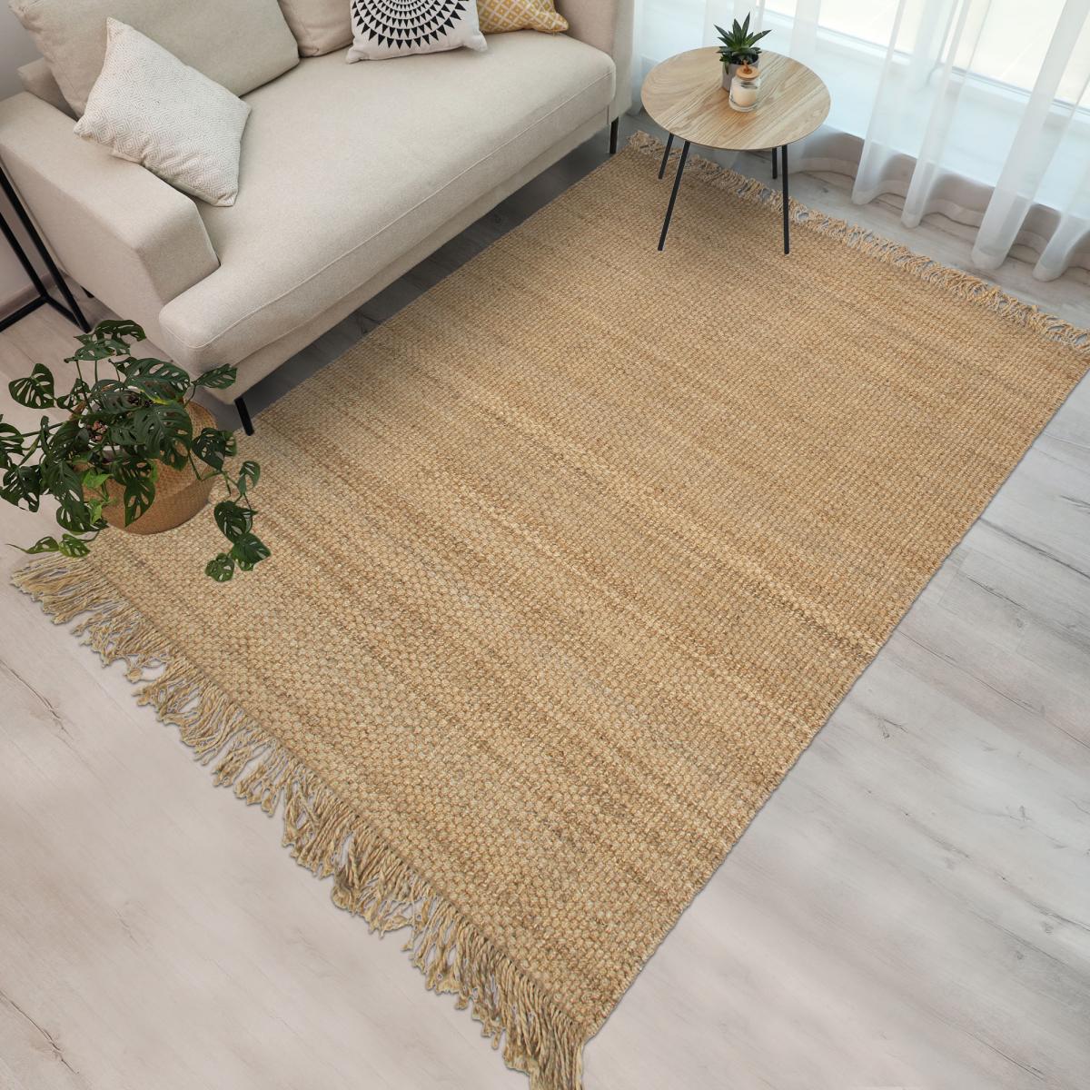 Tapis jute fait main motif uni KIRLOUNE — vue 3