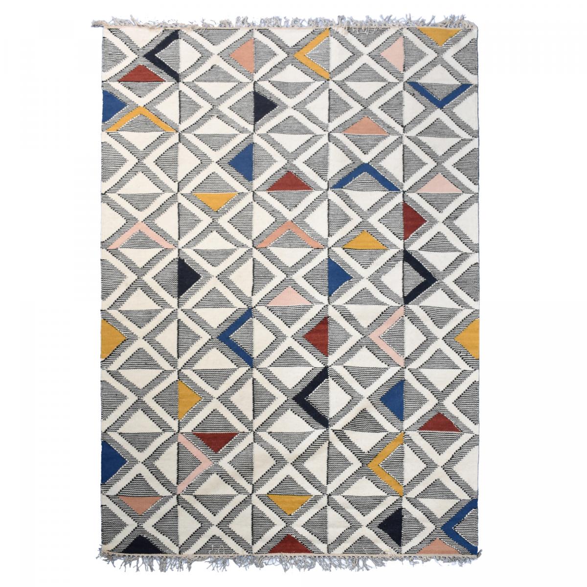 Tapis kilim MULTILO, fait à la main en laine motif géométrique