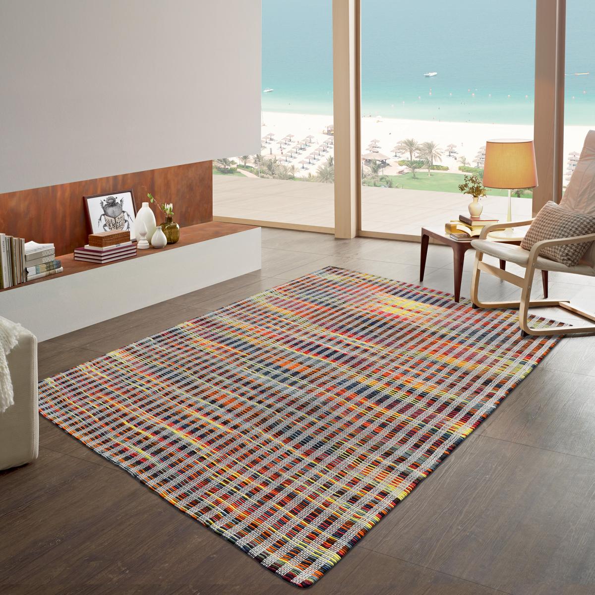Tapis kilim LINIR, fait à la main en laine motif géométrique — vue 5