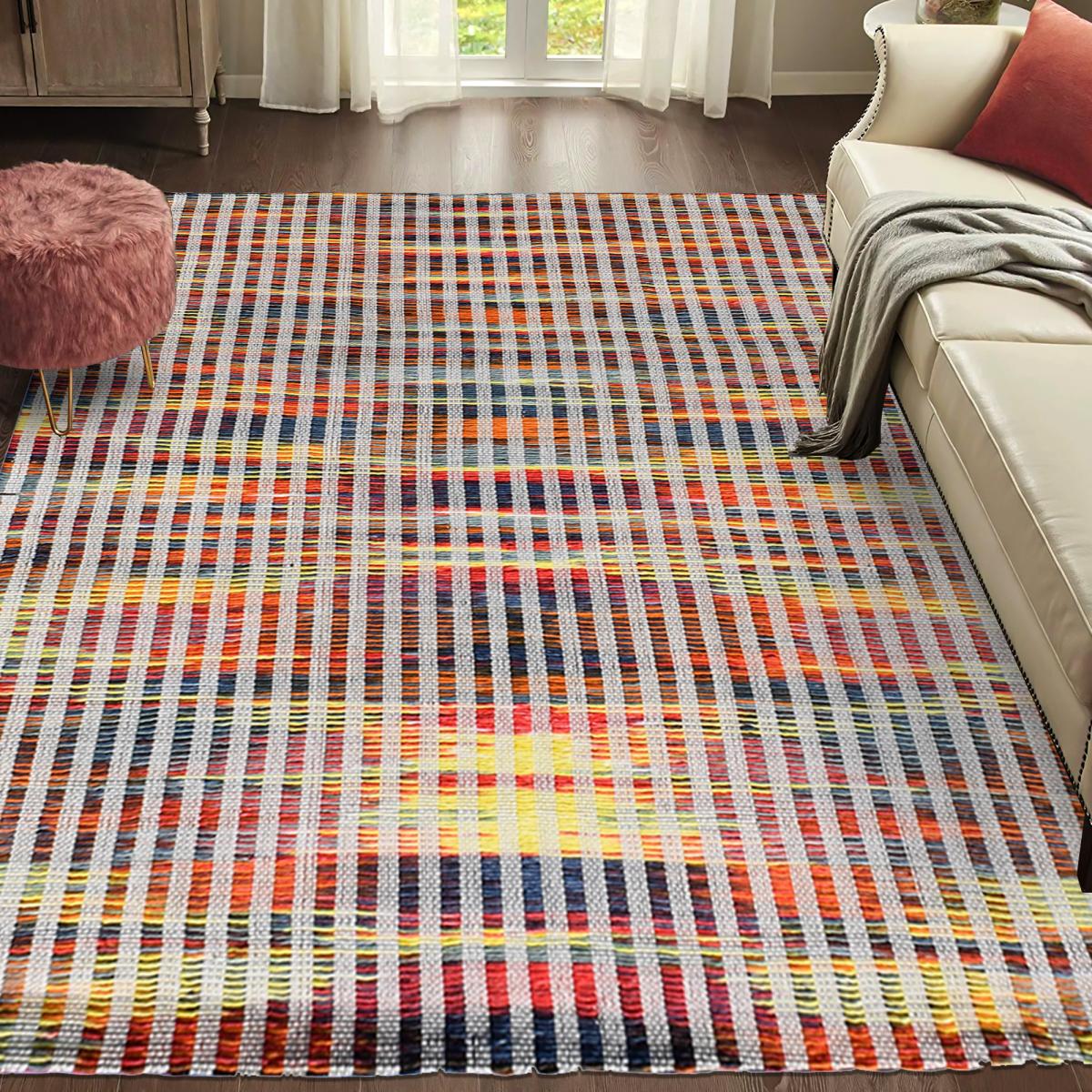 Tapis kilim LINIR, fait à la main en laine motif géométrique — vue 3