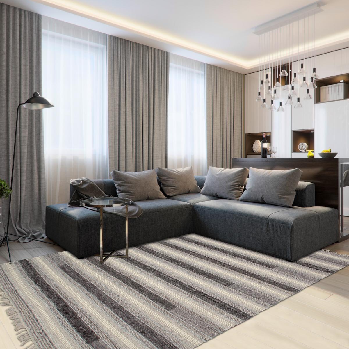 Tapis kilim fait main en PET motif géométrique — vue 3