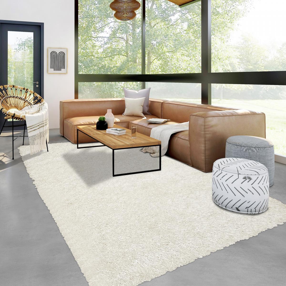 Tapis shaggy fait main motif uni LAMBANA — vue 3