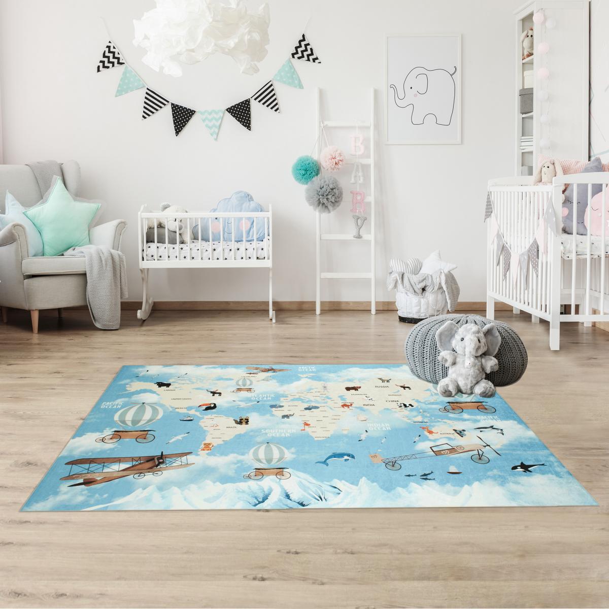Tapis enfant tissé motif fresque LE MONDE — vue 3