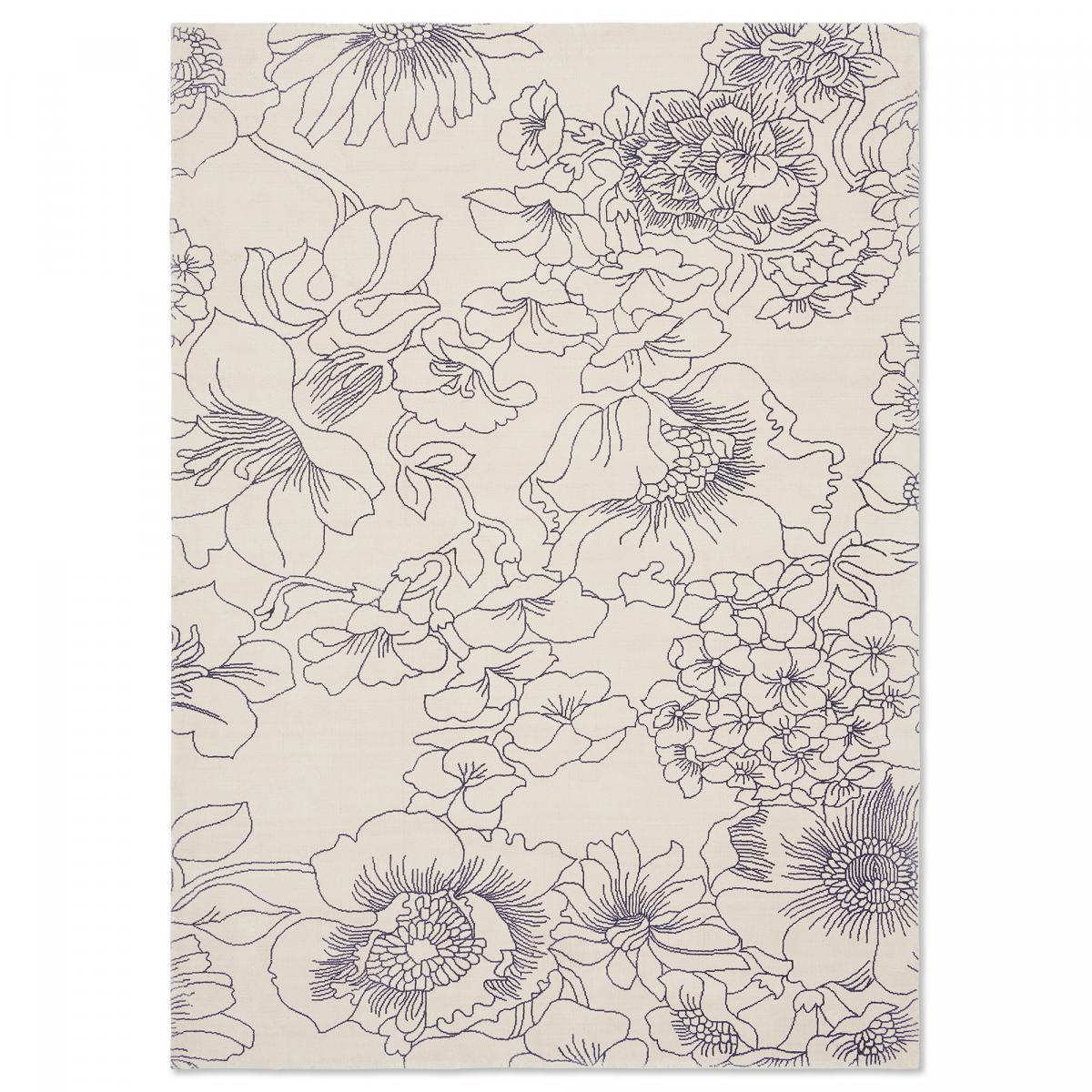 Tapis salon et chambre fait à la main en coton motif floral LINEAR