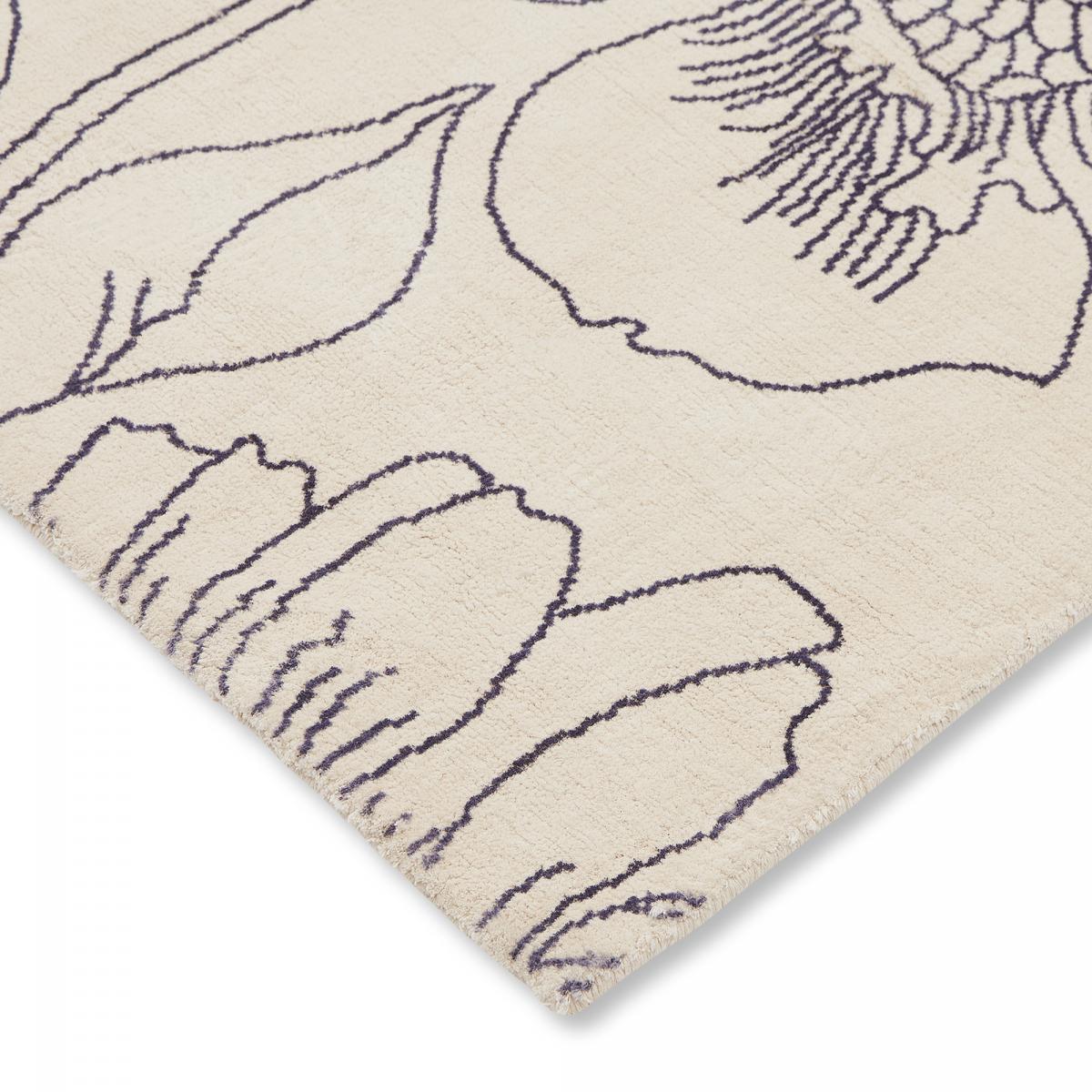 Tapis salon et chambre fait à la main en coton motif floral LINEAR — vue 5