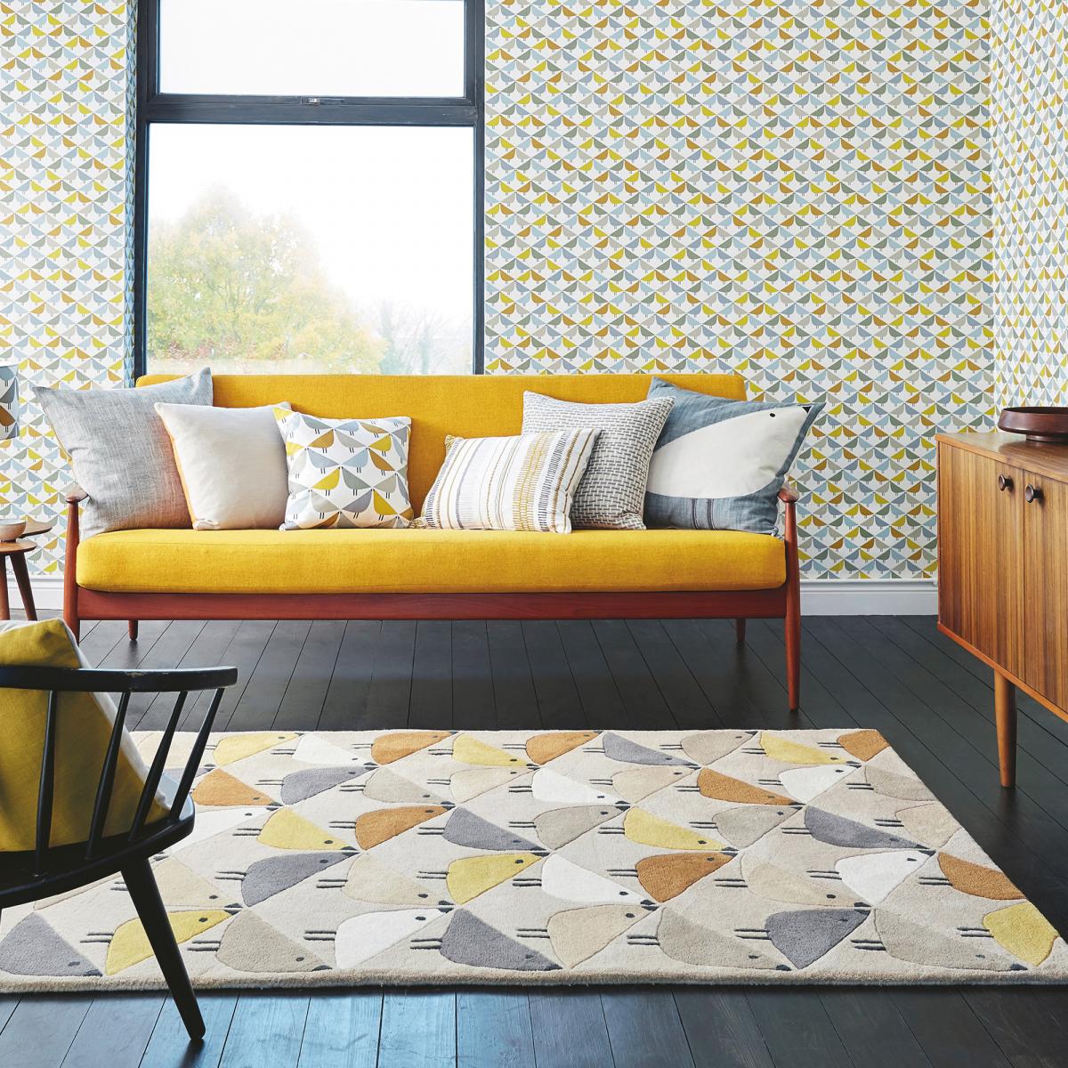 Tapis salon et chambre fait à la main en laine motif animaux LINTU — vue 3