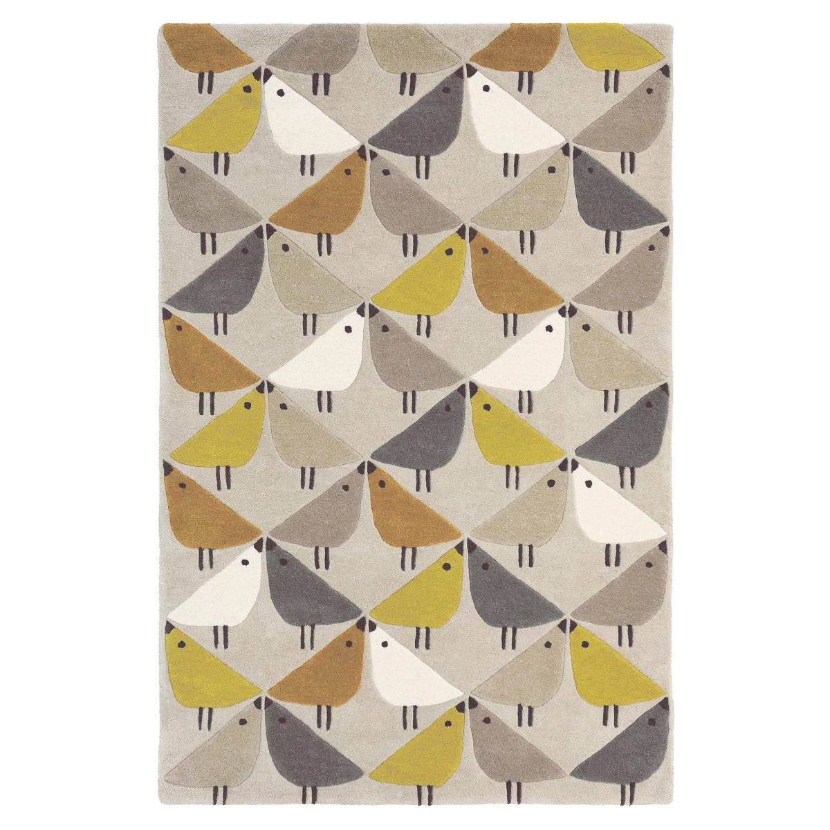 Tapis salon et chambre fait à la main en laine motif animaux LINTU