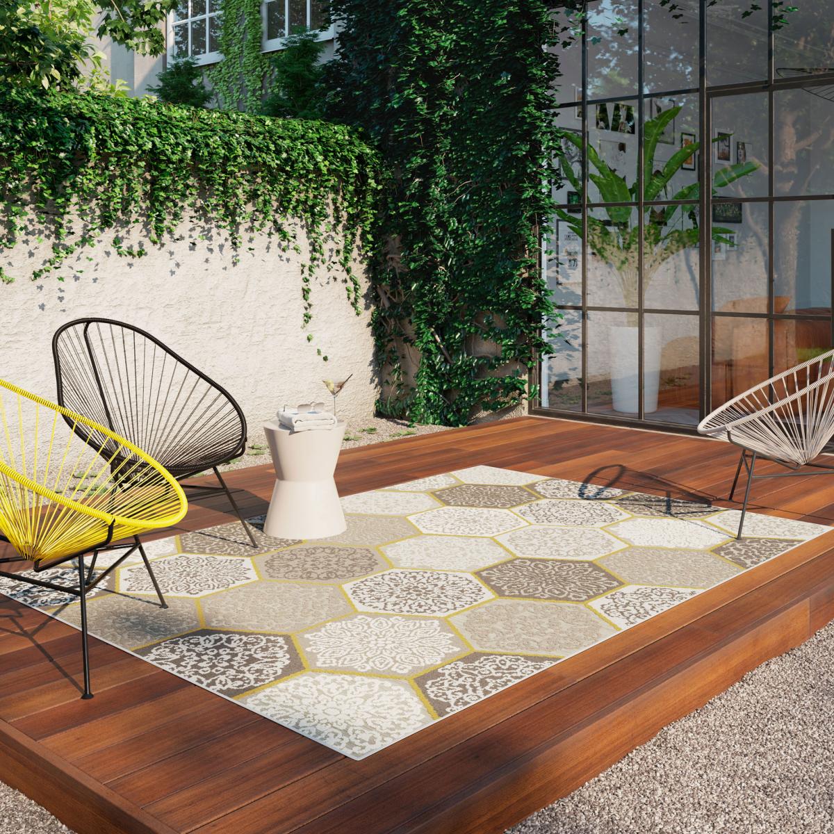 Tapis extérieur tissé kilim rectangle LUXORA 2 — vue 3