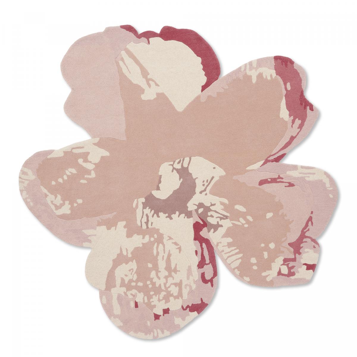 Tapis salon et chambre fait à la main en laine motif floral MAGNOLIA