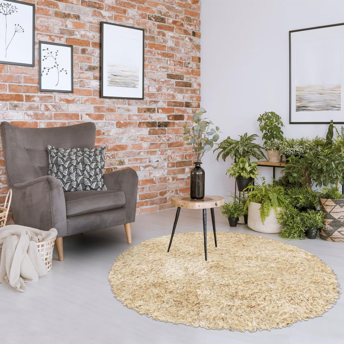 Tapis shaggy fait main motif uni MALAIDORY — vue 3