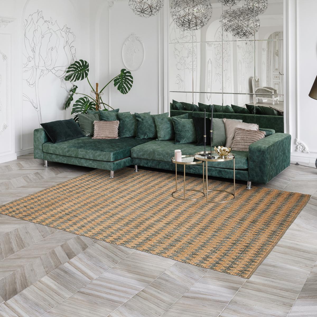 Tapis kilim fait main en chanvre motif géométrique — vue 6