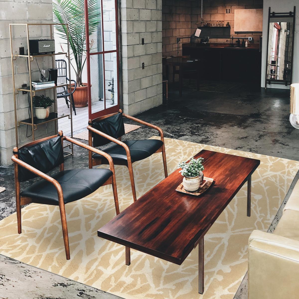 Tapis salon et chambre fait main en laine motif abstrait MEANDOW — vue 3