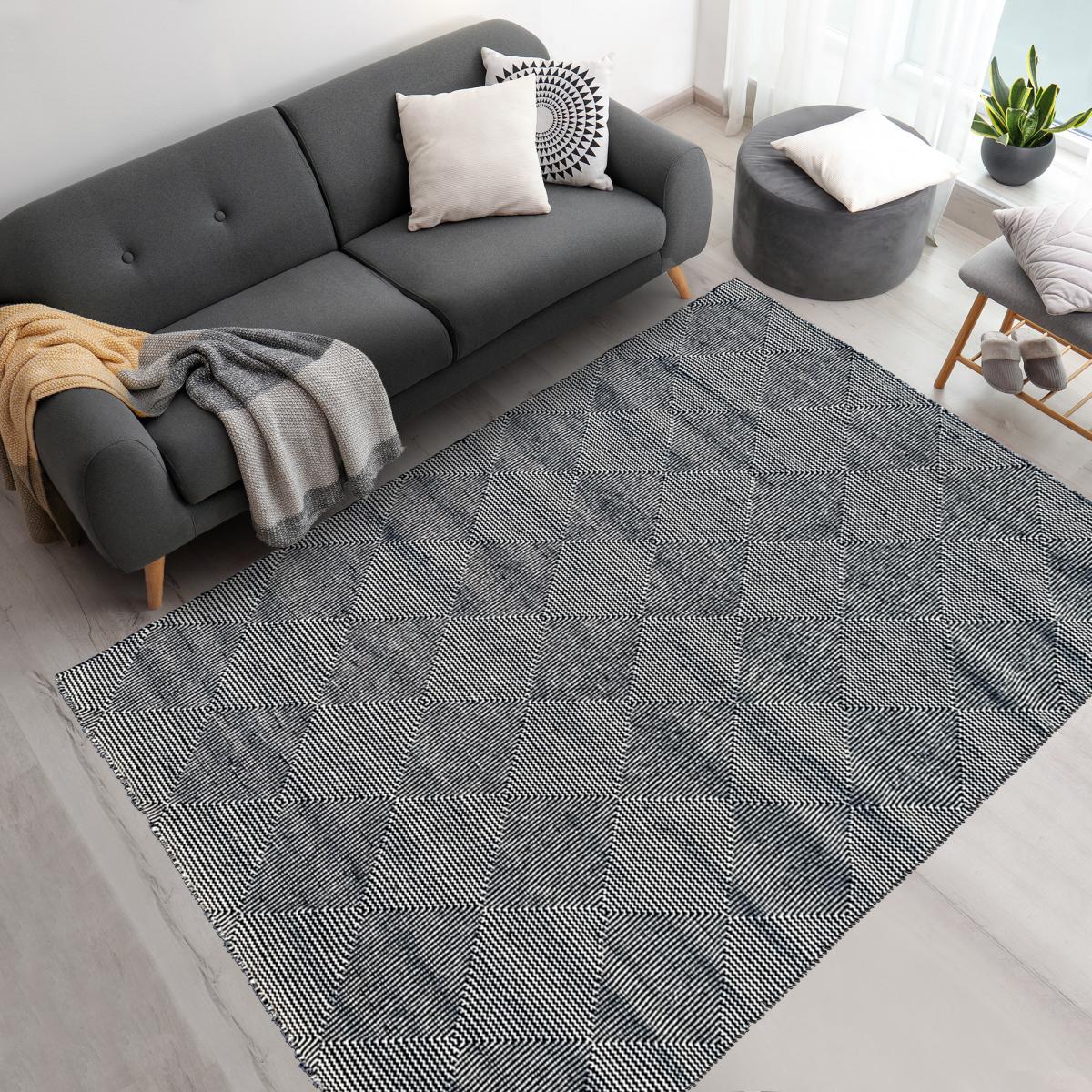 Tapis kilim MICAN, fait à la main en laine motif géométrique — vue 3