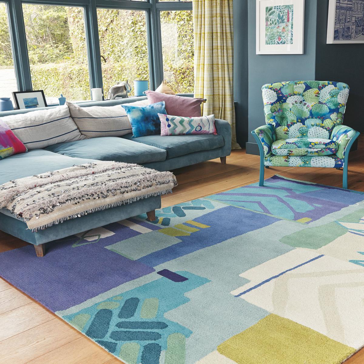 Tapis salon et chambre fait à la main en laine motif abstrait ATLAS — vue 3