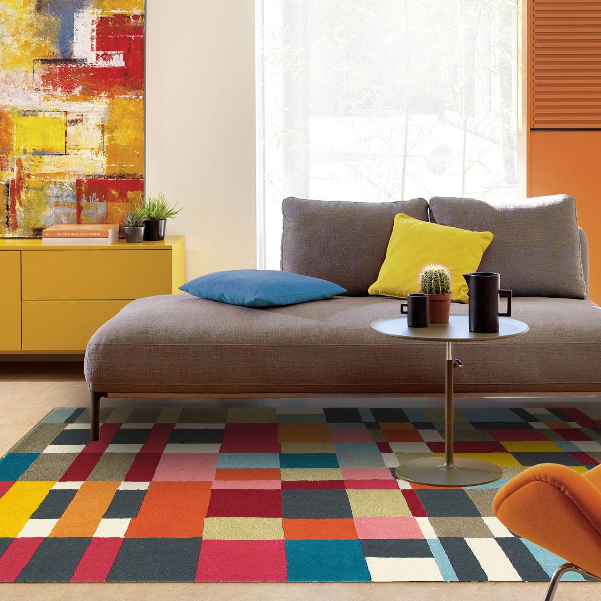 Tapis salon et chambre tissé en laine motif géométrique DOMINO — vue 3