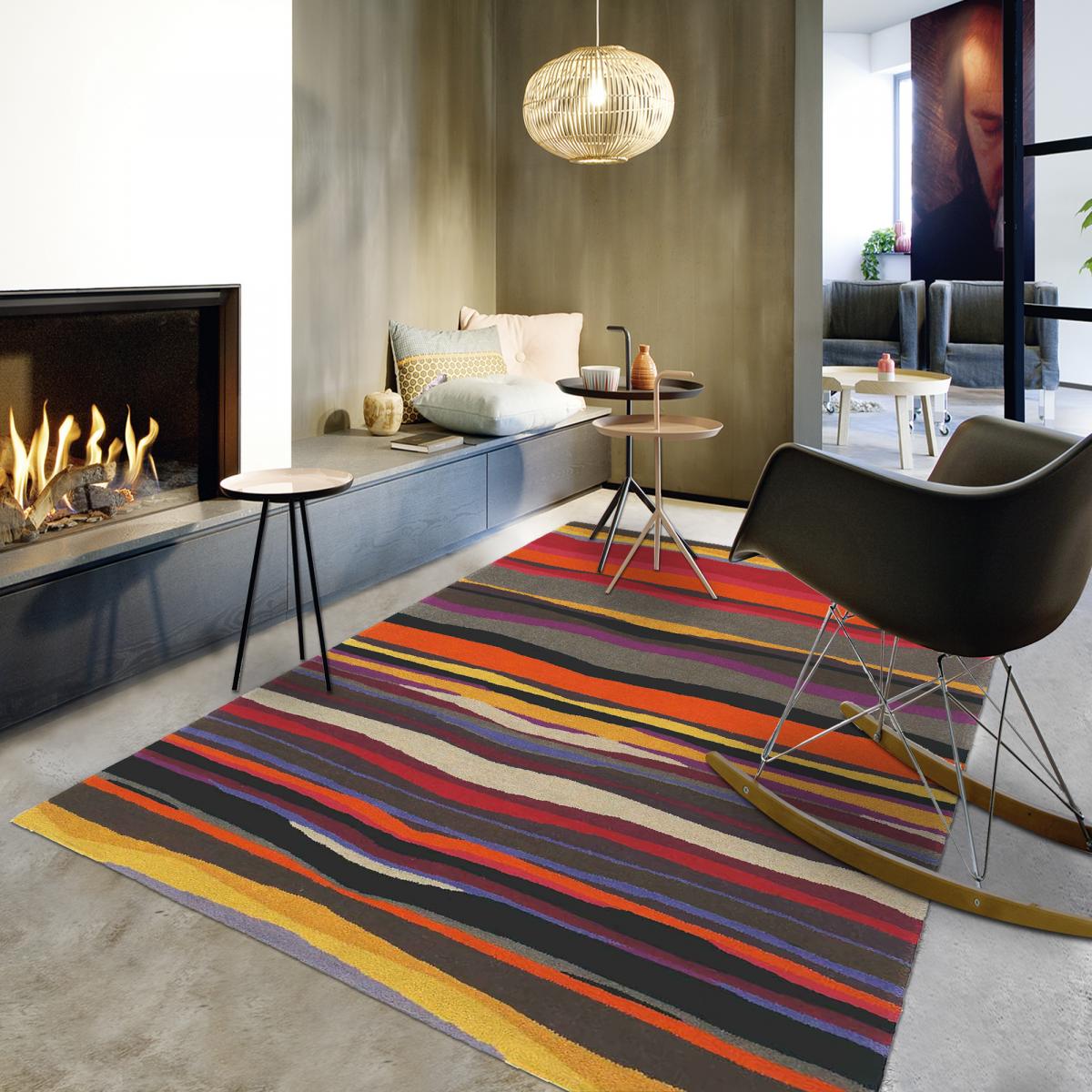 Tapis salon et chambre tissé en laine motif géométrique SUMMER — vue 3