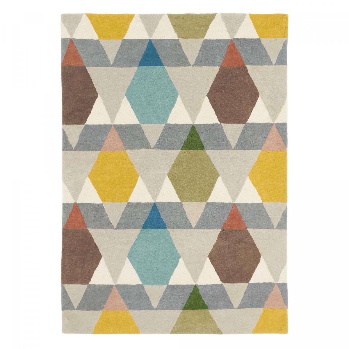 Tapis salon et chambre tissé en laine motif géométrique VESES